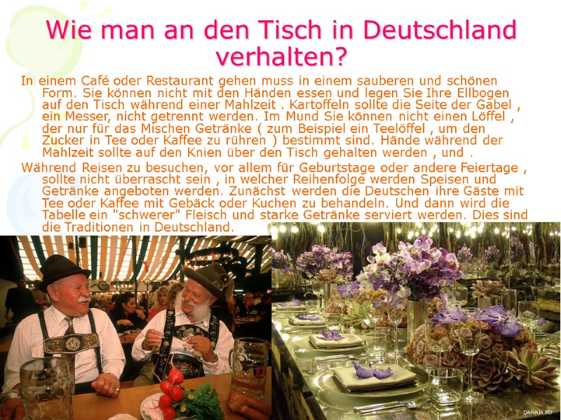 Wie man an den Tisch in Deutschland verhalten? In einem Café oder Restaurant gehen